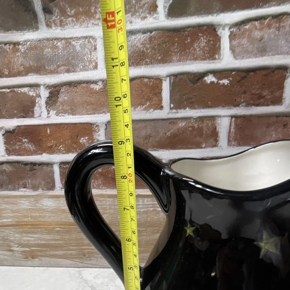 Target Halloween Pumpkin Ceramic Pitcher, Glossy Black, 32 oz, Safe D/M